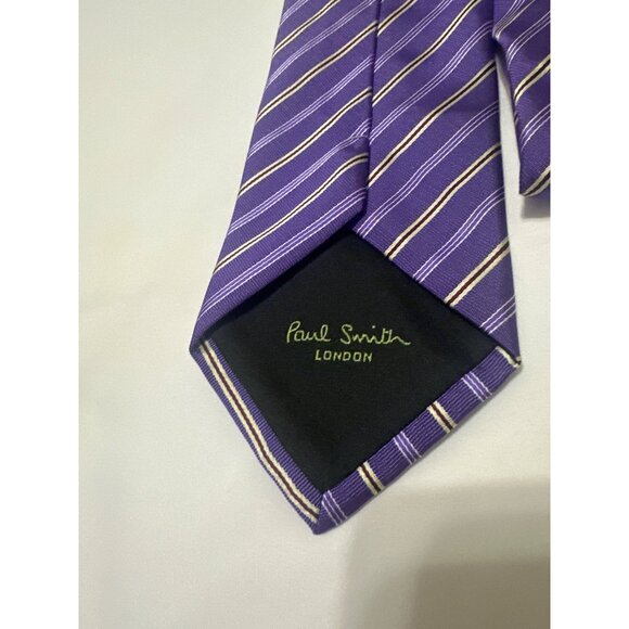 Paul Smith London Purple Striped Silk Tie - Picture 2 of 7